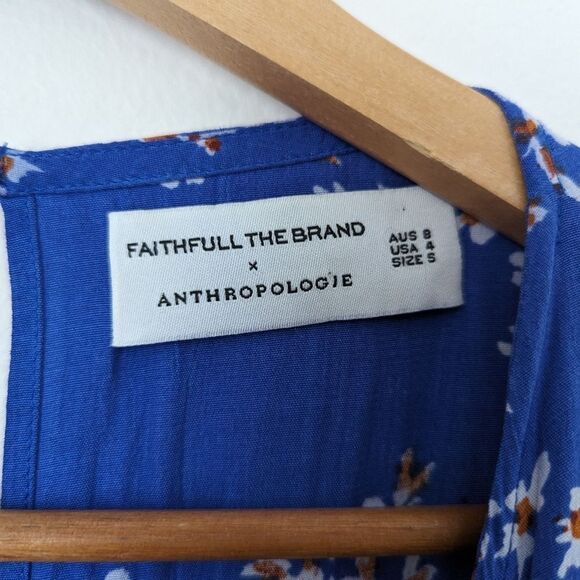 Faithfull The Brand Anthropologie blue floral tie front Sophie romper playsuit - Picture 4 of 7